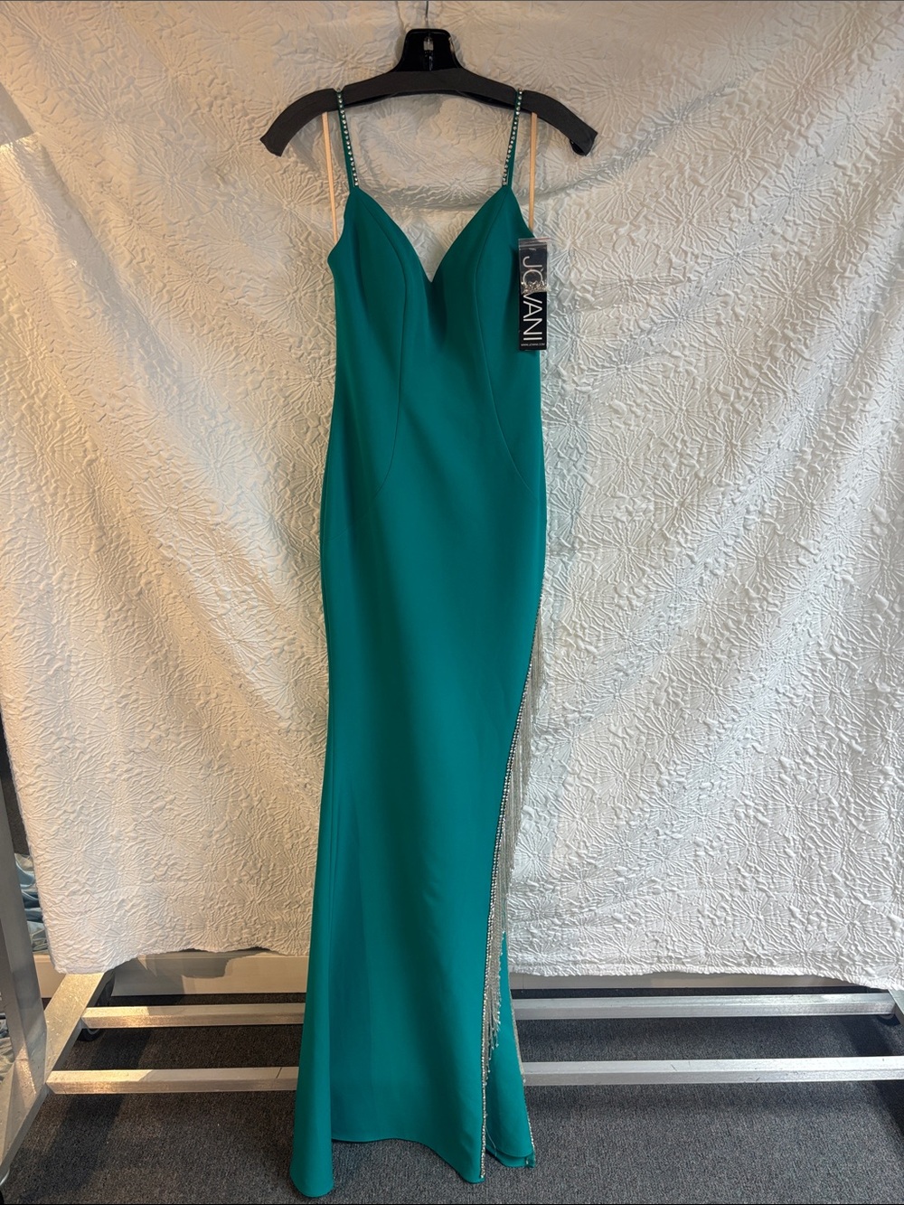 Jovani 09462 Jade Gown with Rhinestone-Trim Straps